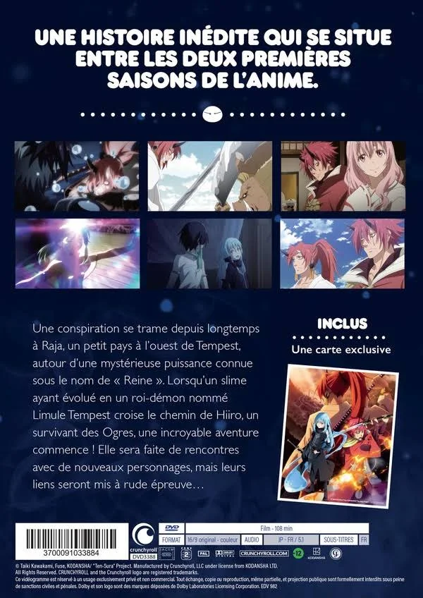DVD cover with various anime scenes. Text and graphics in multiple languages. Includes a card.