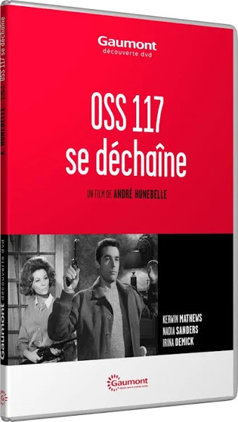 DVD cover with the title 'OSS 117 se déchaîne'. A man with a gun is in the foreground.