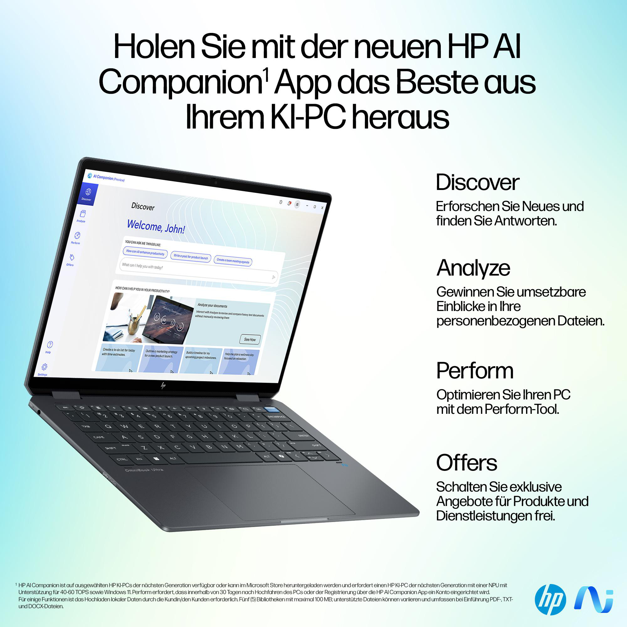 Laptop mit farbenfrohem Bildschirm, Text, auf weißem Hintergrund.