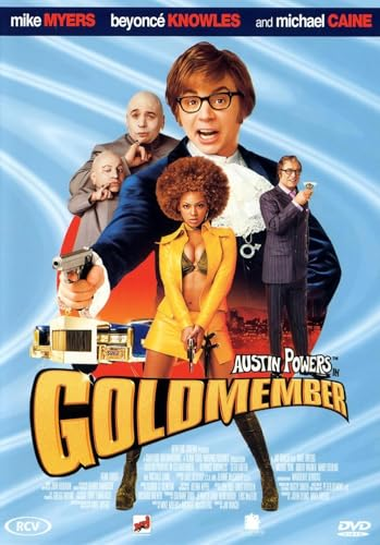 Couverture du DVD Austin Powers in Goldmember. Mike Myers, Beyoncé et Michael Caine sont sur l'image.
