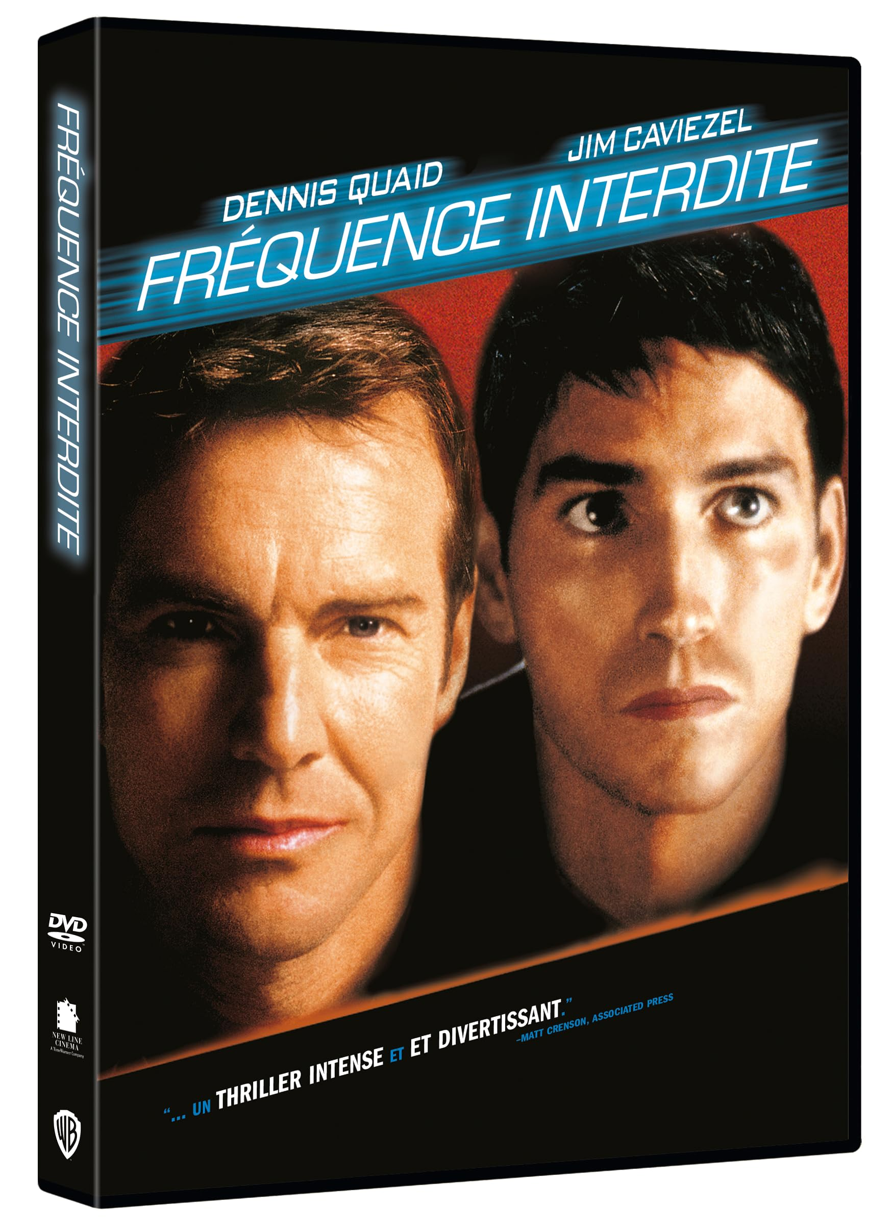 DVD-hoes met de gezichten van twee mannen. Titel luidt: Fréquence Interdite (Frequency).