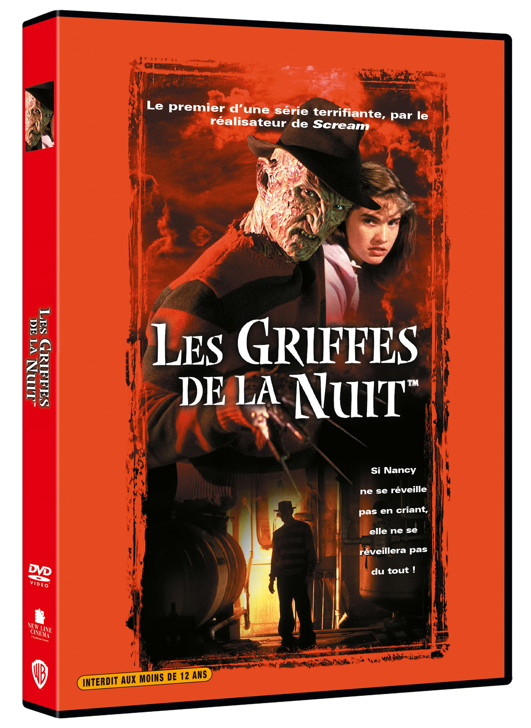 Couverture DVD de 'Les Griffes de la nuit' avec Freddy Krueger sur fond rouge.
