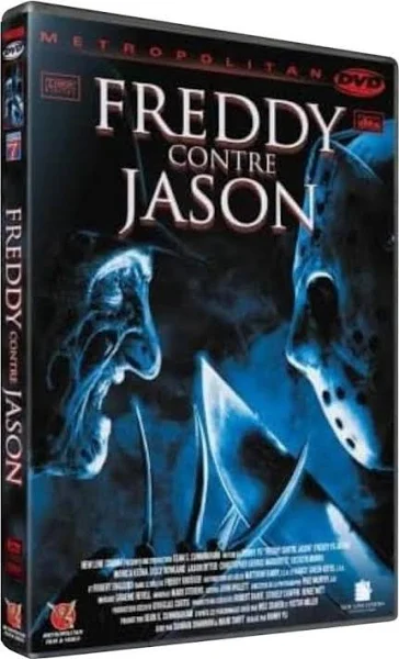 DVD-hoes voor "Freddy vs. Jason" met twee gezichten in de afbeelding. De titel staat prominent afgebeeld.