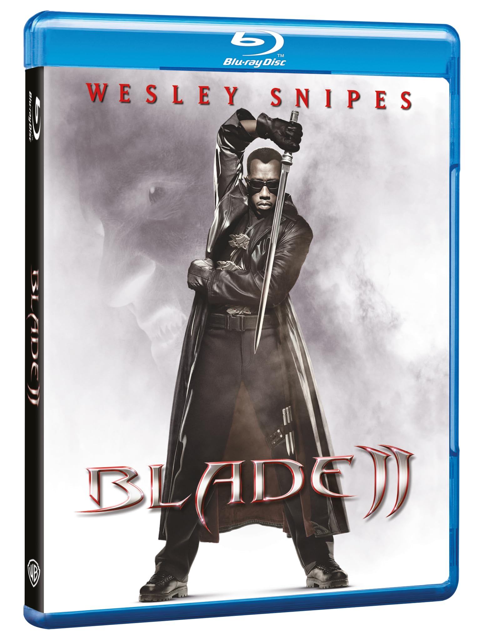 Couverture Blu-ray : Wesley Snipes avec une épée. Titre : Blade II.