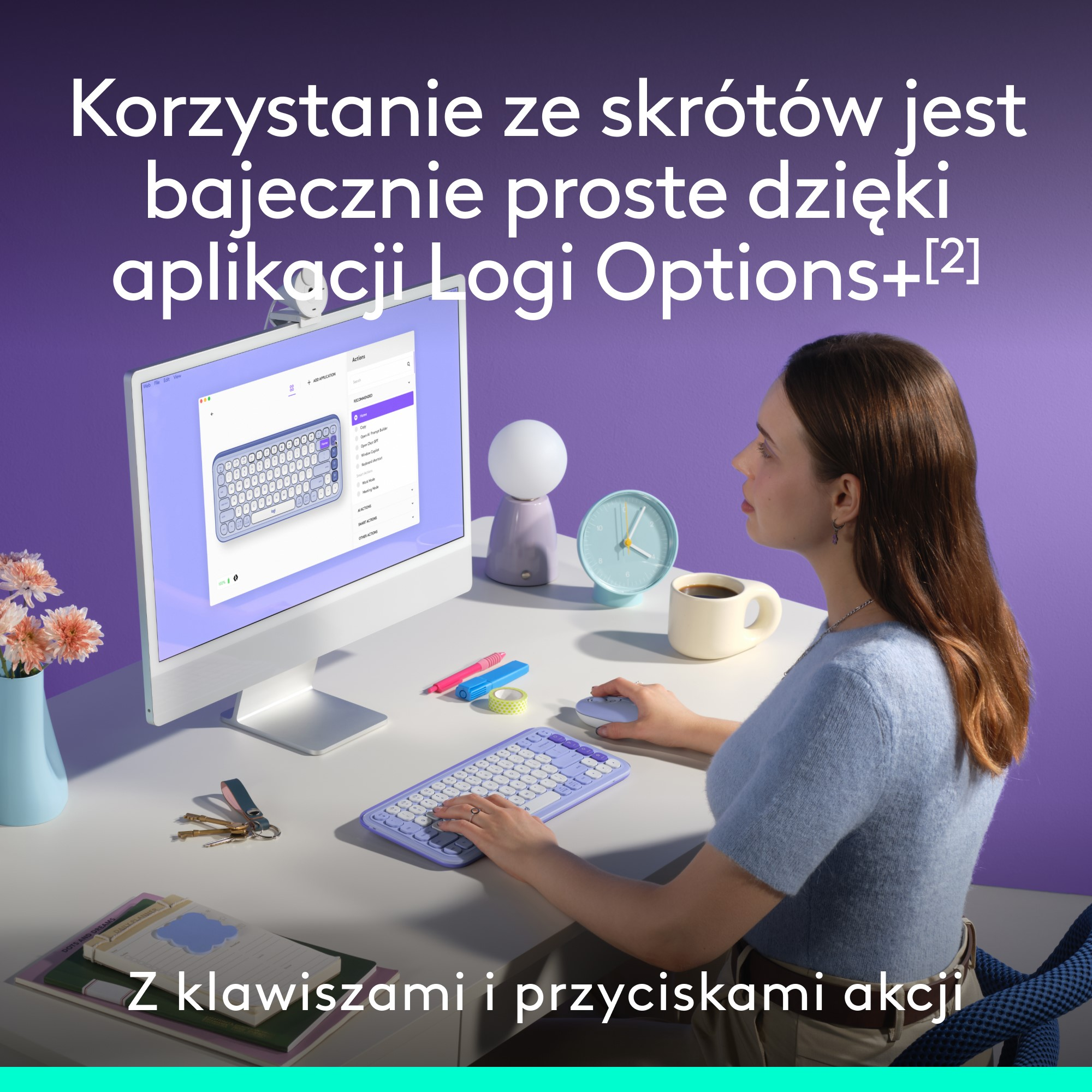 Kobieta używająca klawiatury i myszy z komputerem.