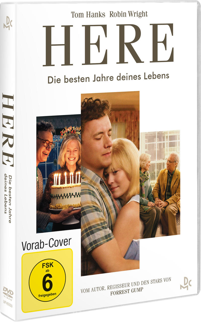 DVD-Cover des Films "Here". Tom Hanks und Robin Wright sind auf dem Cover.