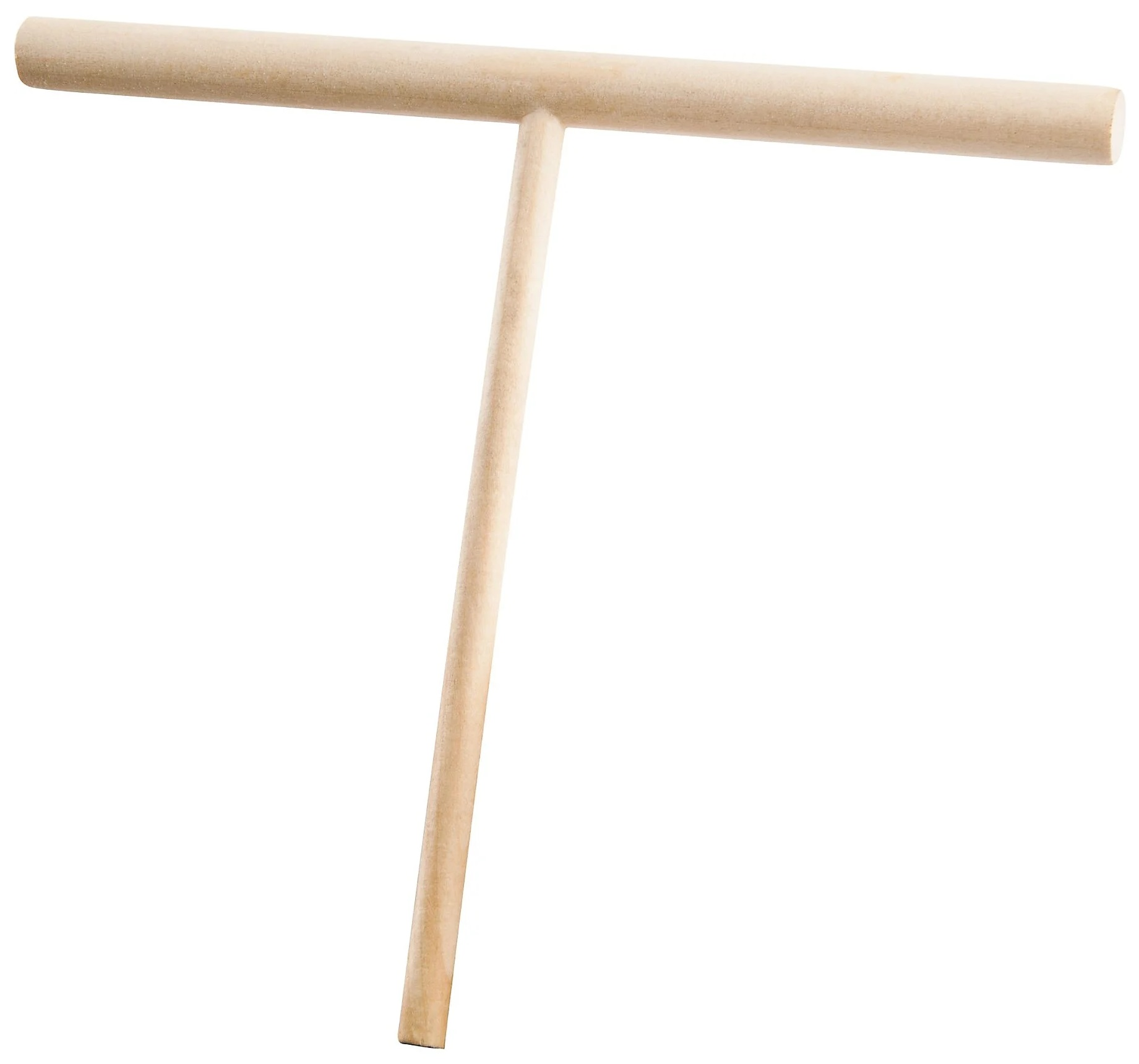 Drewniane narzędzie w kształcie litery T, uchwytem w dół, do równomiernego rozprowadzania ciasta.