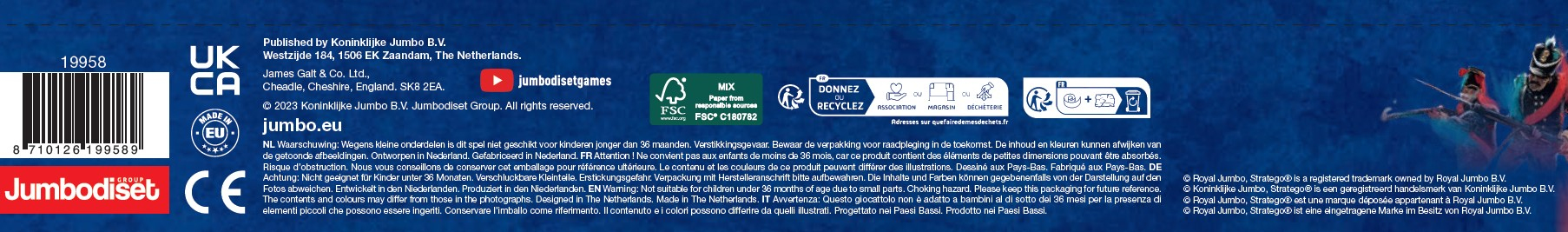 Een lang, rechthoekig label met tekst en een barcode is zichtbaar.