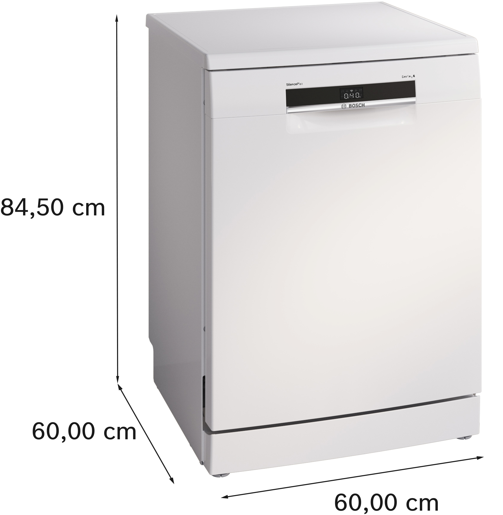 Lave-vaisselle Bosch avec dimensions indiquées.