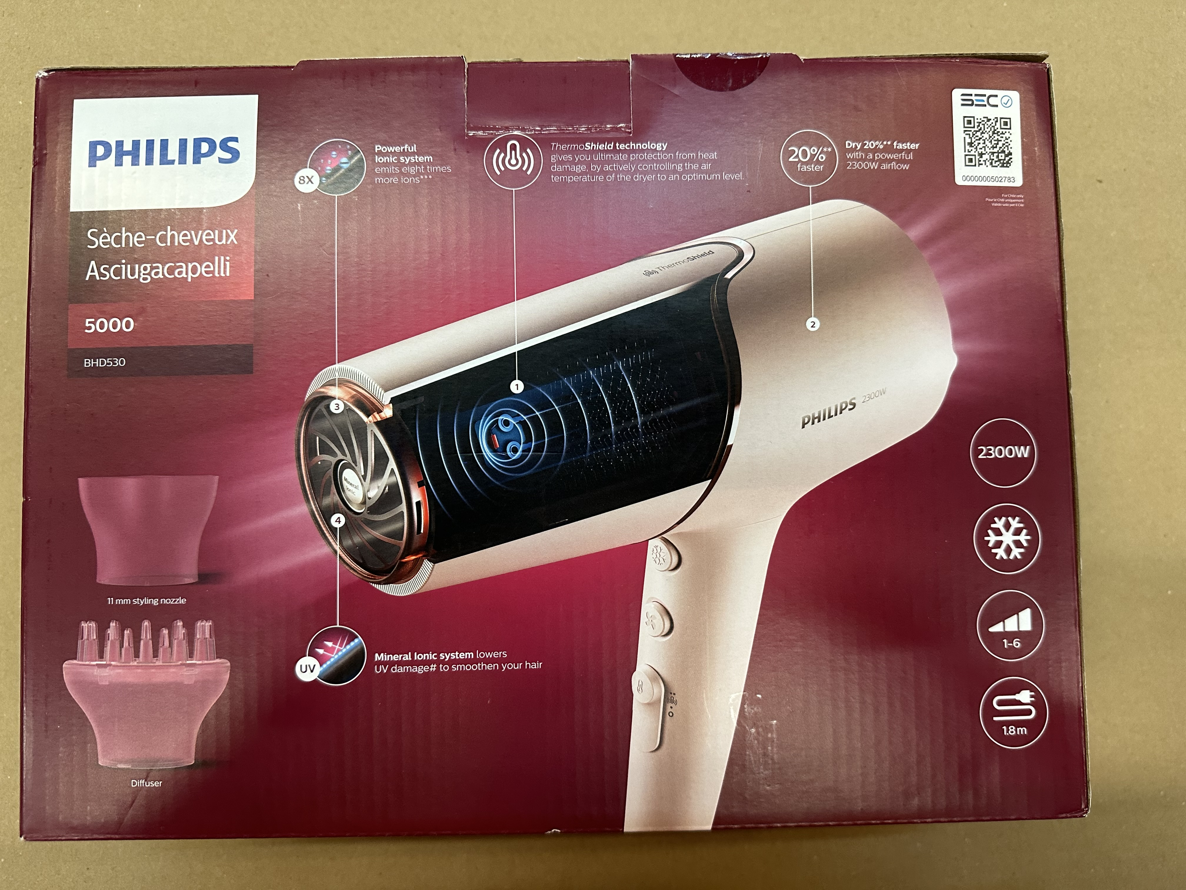 OUTLET - Suszarka do włosów PHILIPS BHD530/00 Seria 5000