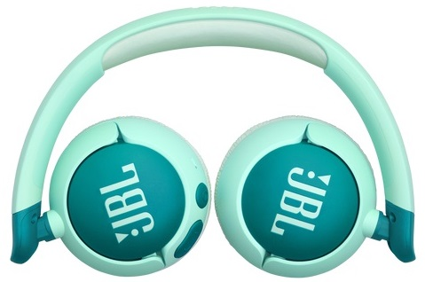 Miętowe słuchawki JBL. Słuchawki na białym tle. Widok z góry.