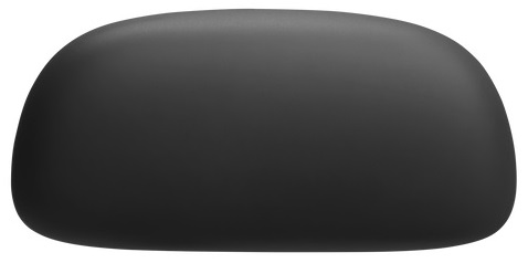 Gładki, czarny przedmiot w kształcie owalu. Ma gładkie, matowe wykończenie.