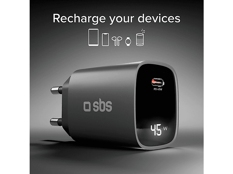 Ładowarka sieciowa SBS GaN 45W Czarny – zdjęcie 2