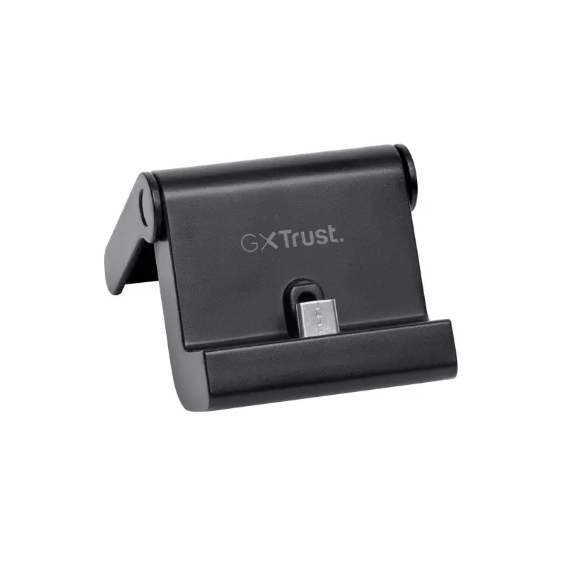 Czarny stojak na tablet z portem USB-C.