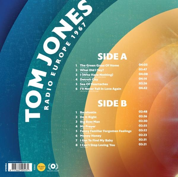 Pochette d'album vinyle pour Tom Jones Radio Europe 1967.