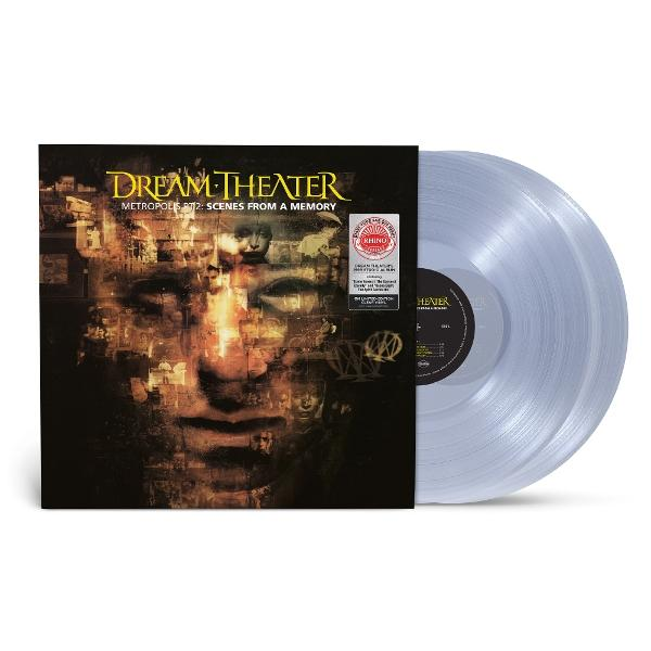 Vinyl-Albumcover von Dream Theater, ein Collage-Gesicht, mit einer transparenten Platte.