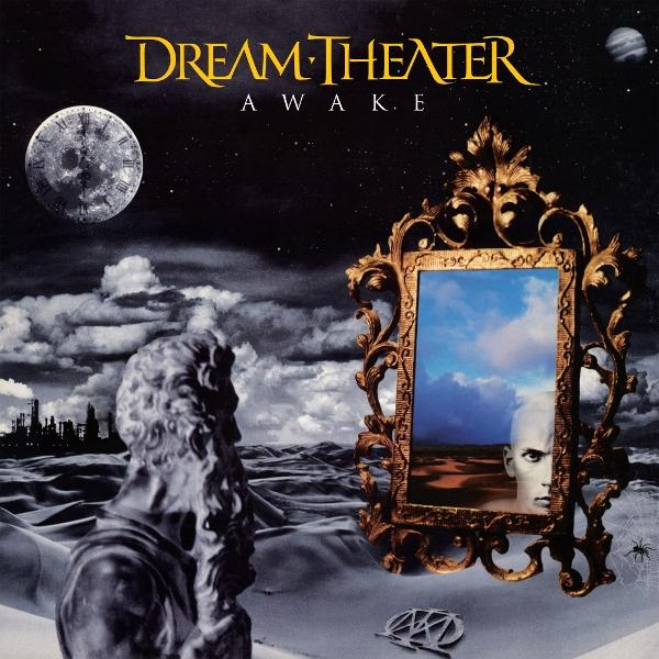 Albumcover für Dream Theaters 'Awake'. Enthält eine Statue, einen Spiegel und einen Mond.