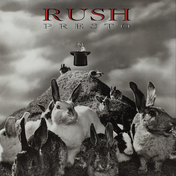 Albumcover mit Kaninchen und dem Wort Presto.