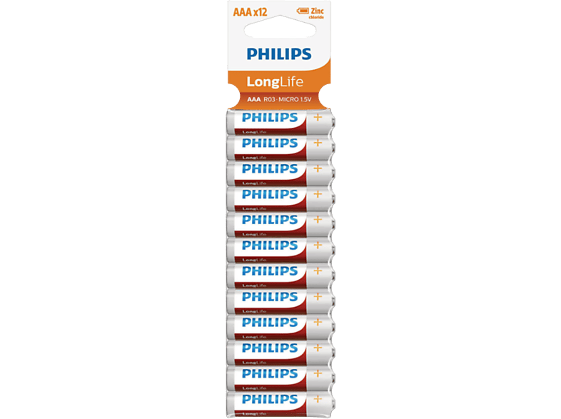 PHILIPS R03L12TF/10 Longlife Çinko AAAx12'li Pil