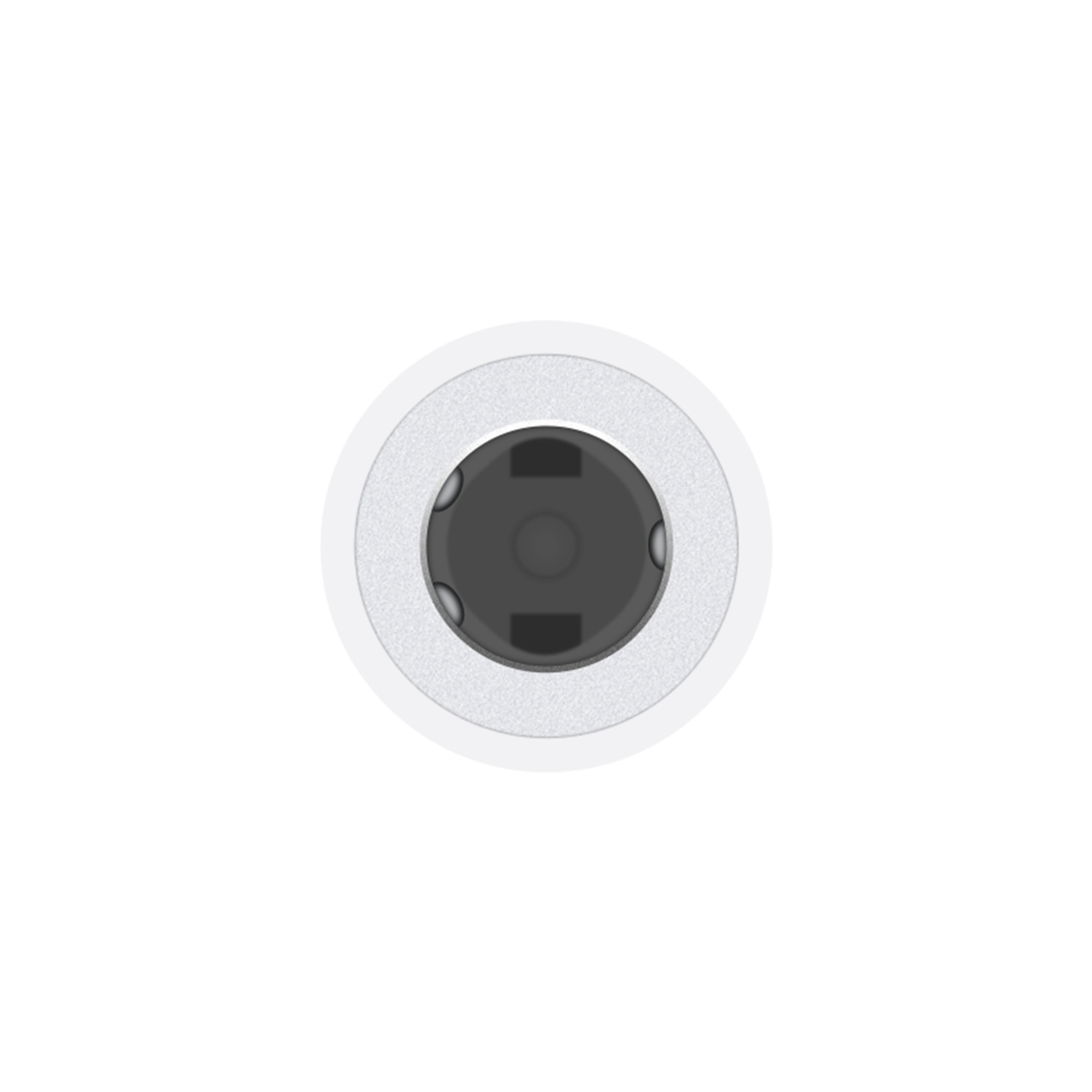 Beyaz Apple adaptörü, beyaz zemin üzerinde yuvarlak bir konektör ile.