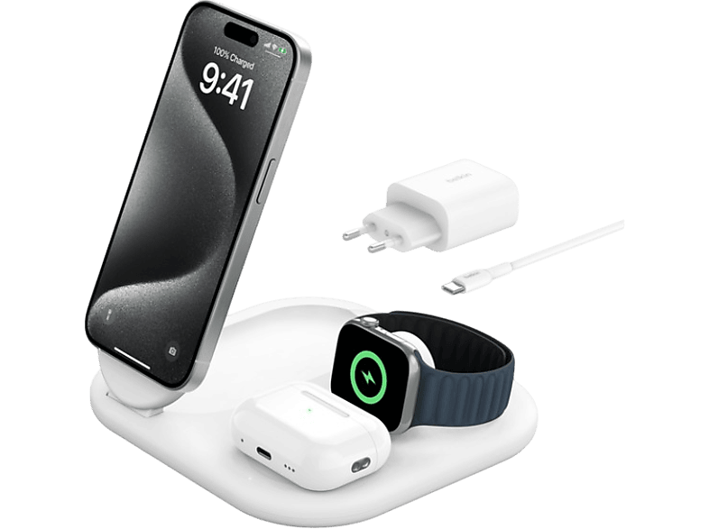 BELKIN Qi2 15W 3-1 Manyetik Şarj Cihazı Beyaz