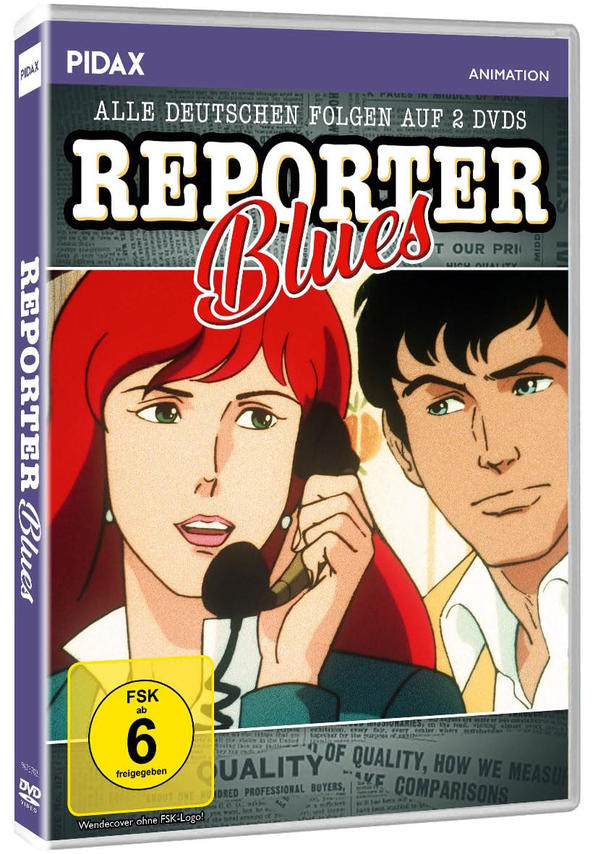 DVD-Hülle mit Zeichentrickfiguren. Der Titel lautet "Reporter Blues".