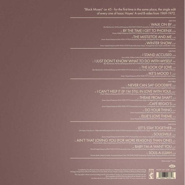 Album-Rückseite mit Titellisten, Credits und schwarzem Hintergrund.