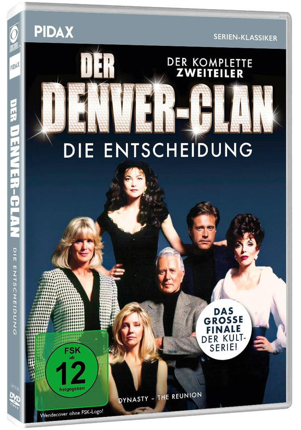 DVD-Cover von 'Der Denver-Clan: Die Entscheidung' mit Fotos der Besetzung. Dunkelblauer Hintergrund.