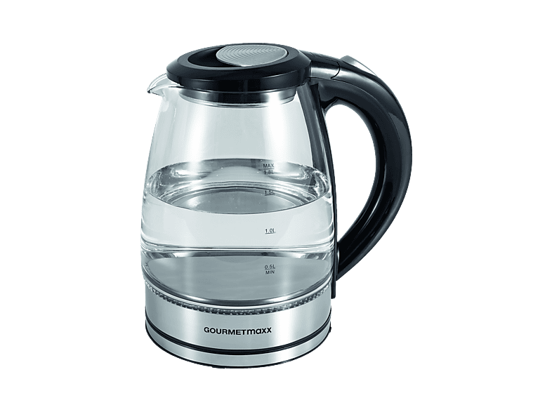 Gourmetmaxx 1574 Glas Wasserkocher, mit LED-Beleuchtung (Transparent/Schwarz, 1.8 l, 1800 Watt) — Foto 2 von 4