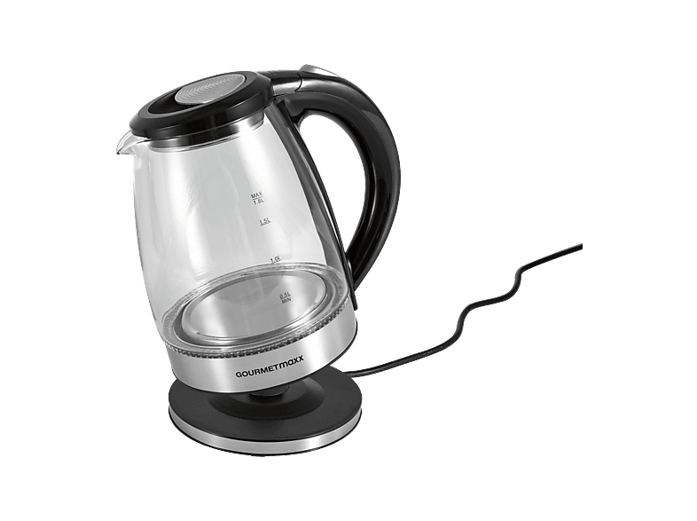 Gourmetmaxx 1574 Glas Wasserkocher, mit LED-Beleuchtung (Transparent/Schwarz, 1.8 l, 1800 Watt) — Foto 3 von 4