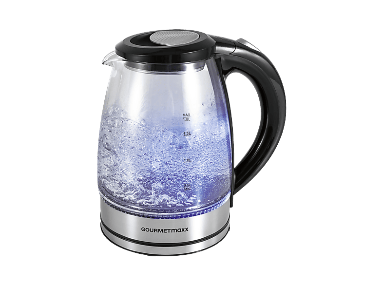 Gourmetmaxx 1574 Glas Wasserkocher, mit LED-Beleuchtung (Transparent/Schwarz, 1.8 l, 1800 Watt) — Foto 4 von 4