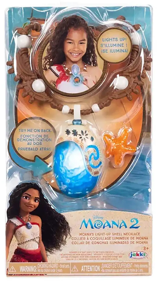 Moana 2 játék csomagolása. Egy lány látható a Moana nyaklánccal. A csomagolás átlátszó.