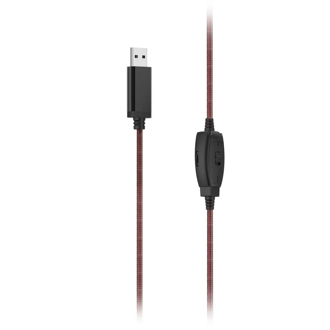 Un cable con conectores USB y jack de audio.