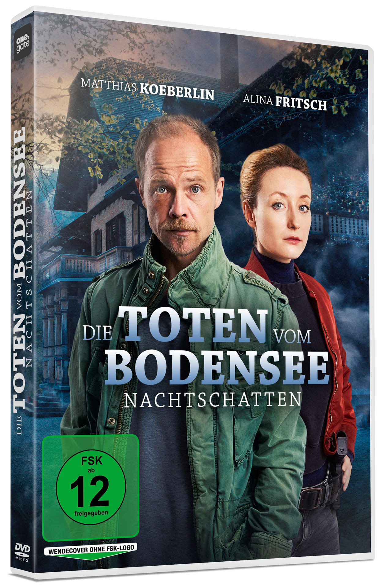 DVD-Cover für einen deutschen Film, mit Schauspielern und einem Haus im Hintergrund.