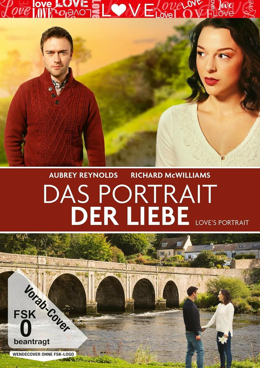 Filmposter mit Schauspielern, Titel 'Das Portrait der Liebe' und einer Brückenszene.