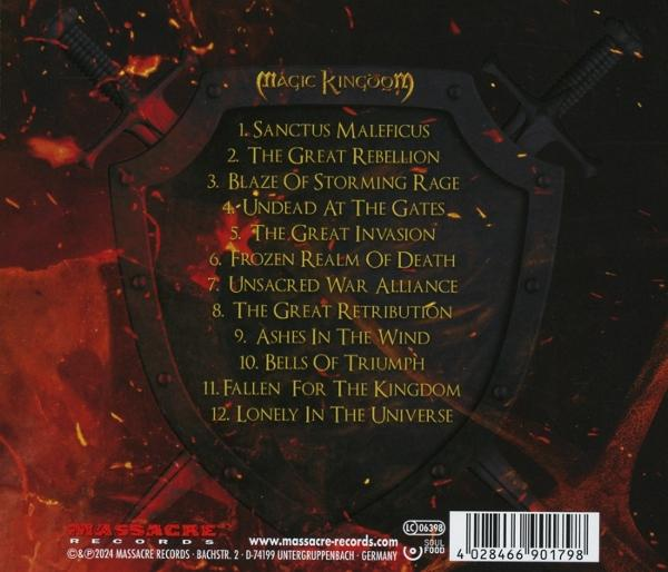 CD-Cover. Text mit Titelliste auf rotem und schwarzem Hintergrund.