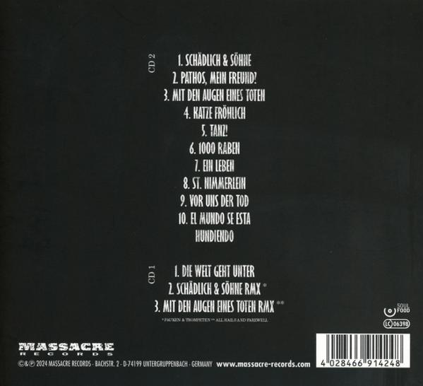 CD-Cover mit Text. Titelliste. Massacre Records-Logo. Text auf Deutsch.