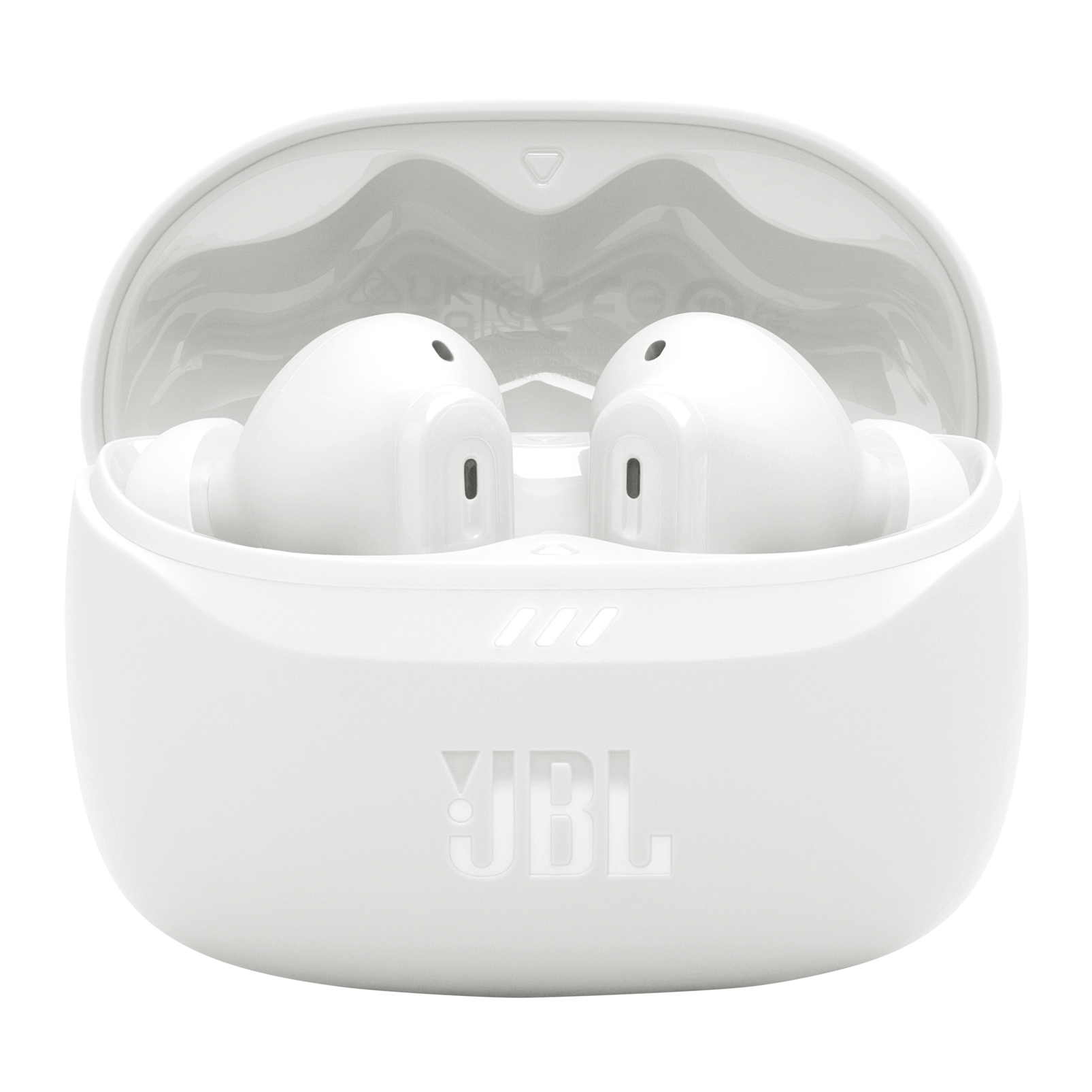 Bir bağlantı noktası olan mavi bir JBL kulaklık şarj kutusu.