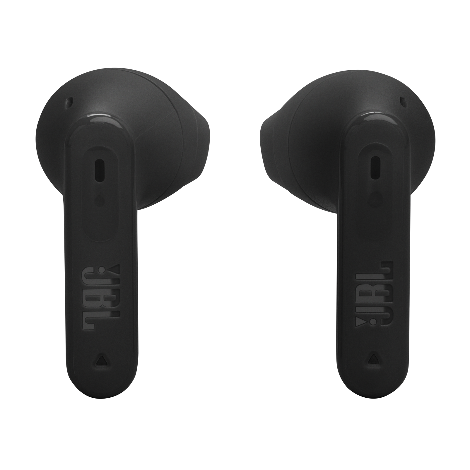 İki siyah JBL kulaklık, kameradan uzağa bakıyor. JBL logosu görünür. Siyah arka plan.