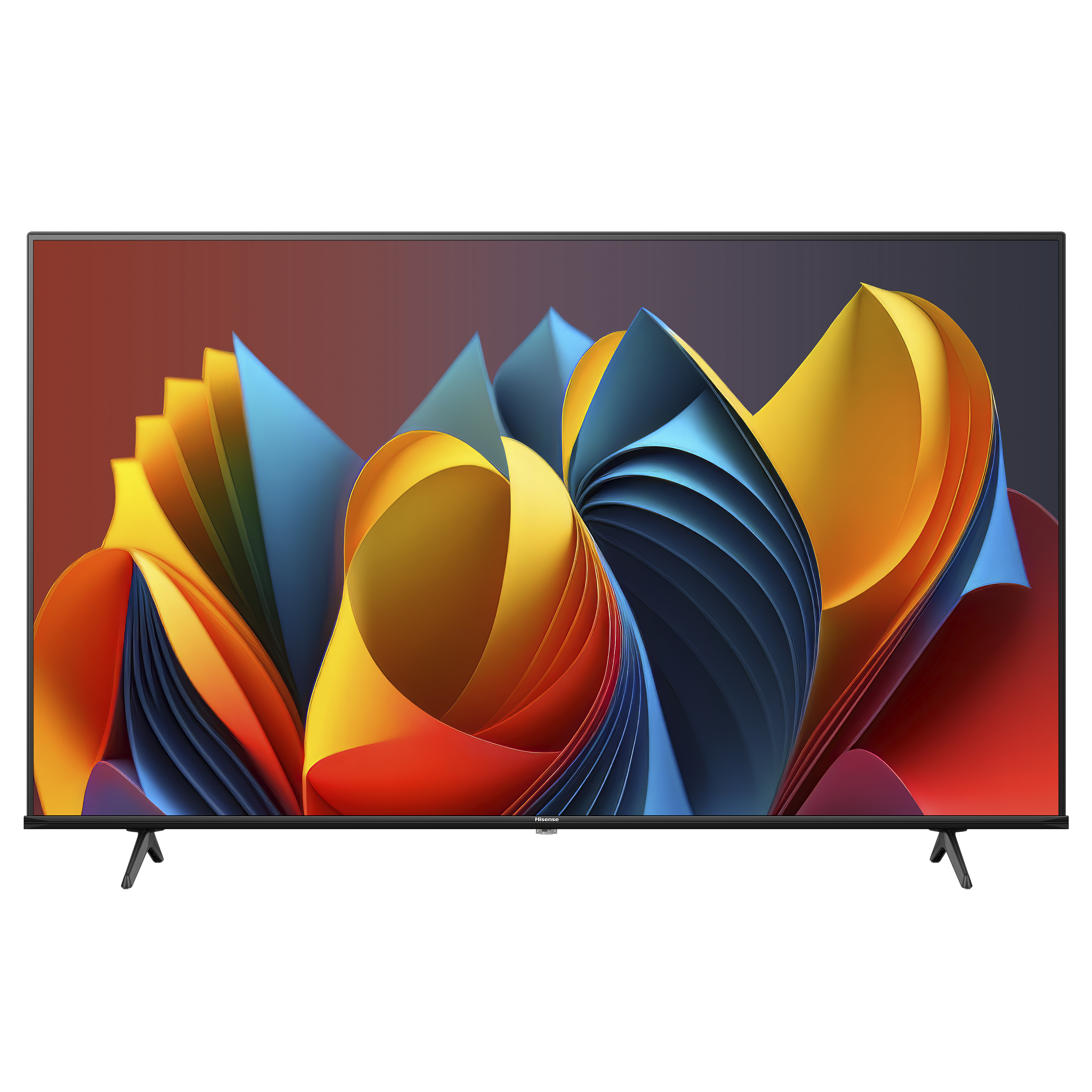 Hisense-Fernseher, Flachbildschirm mit bunten abstrakten Formen.