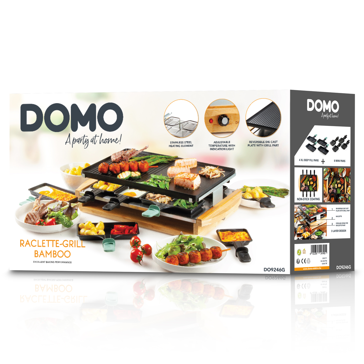 DOMO Raclette-grill | Bamboo - 8 P - 1200 W Raclette-grill Bruin ...