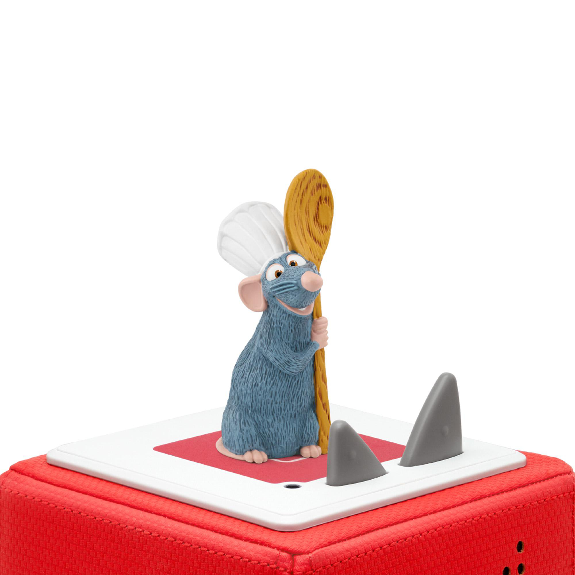 Eine Ratatouille-Figur mit einem Löffel auf einer roten Box.