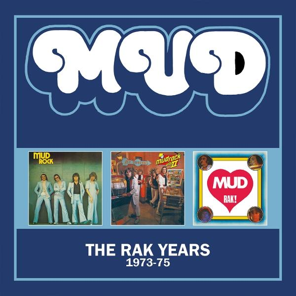 CD-Cover des MUD-Albums mit mehreren Albumcovern darunter. Der Hintergrund ist blau.