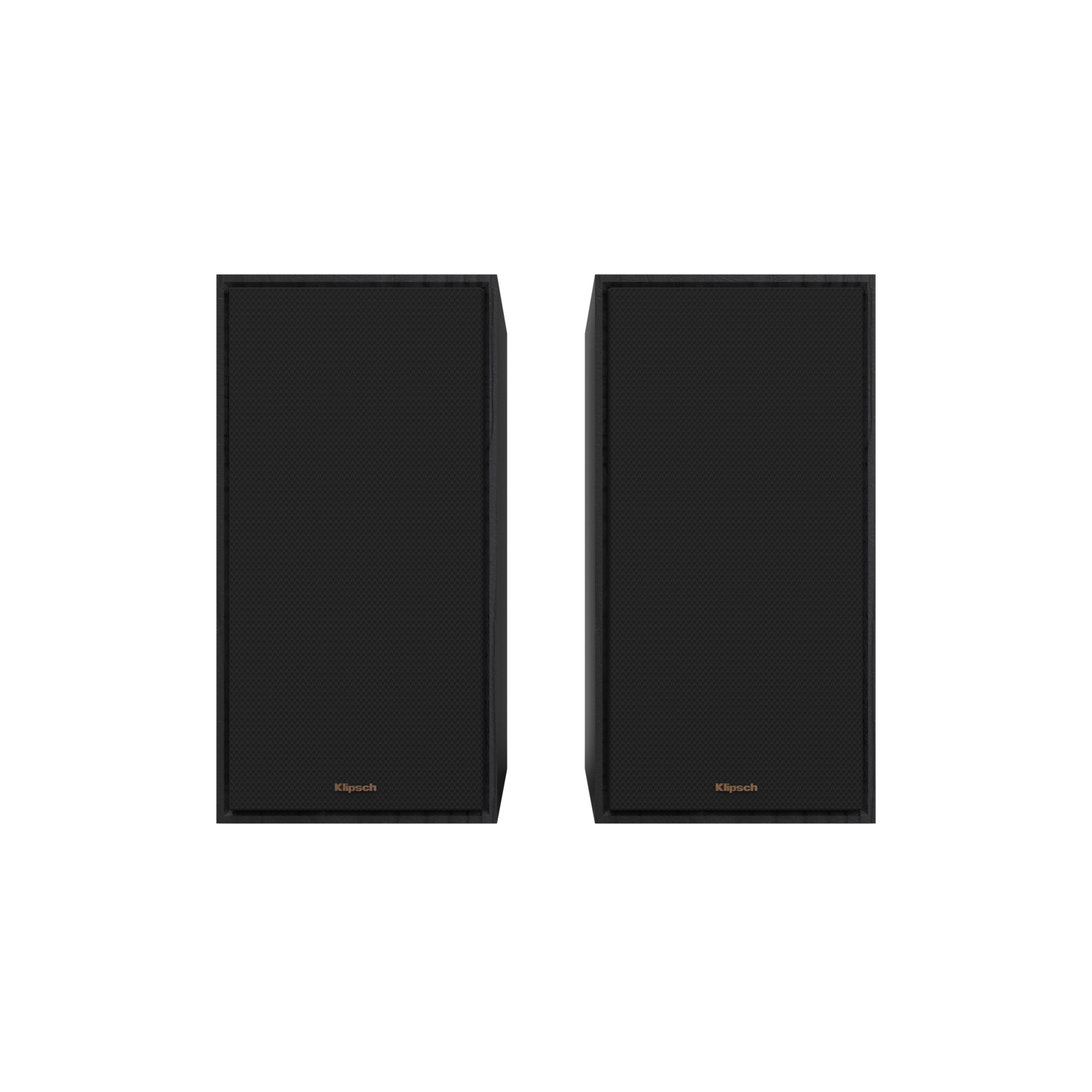 Two black speakers on a black background