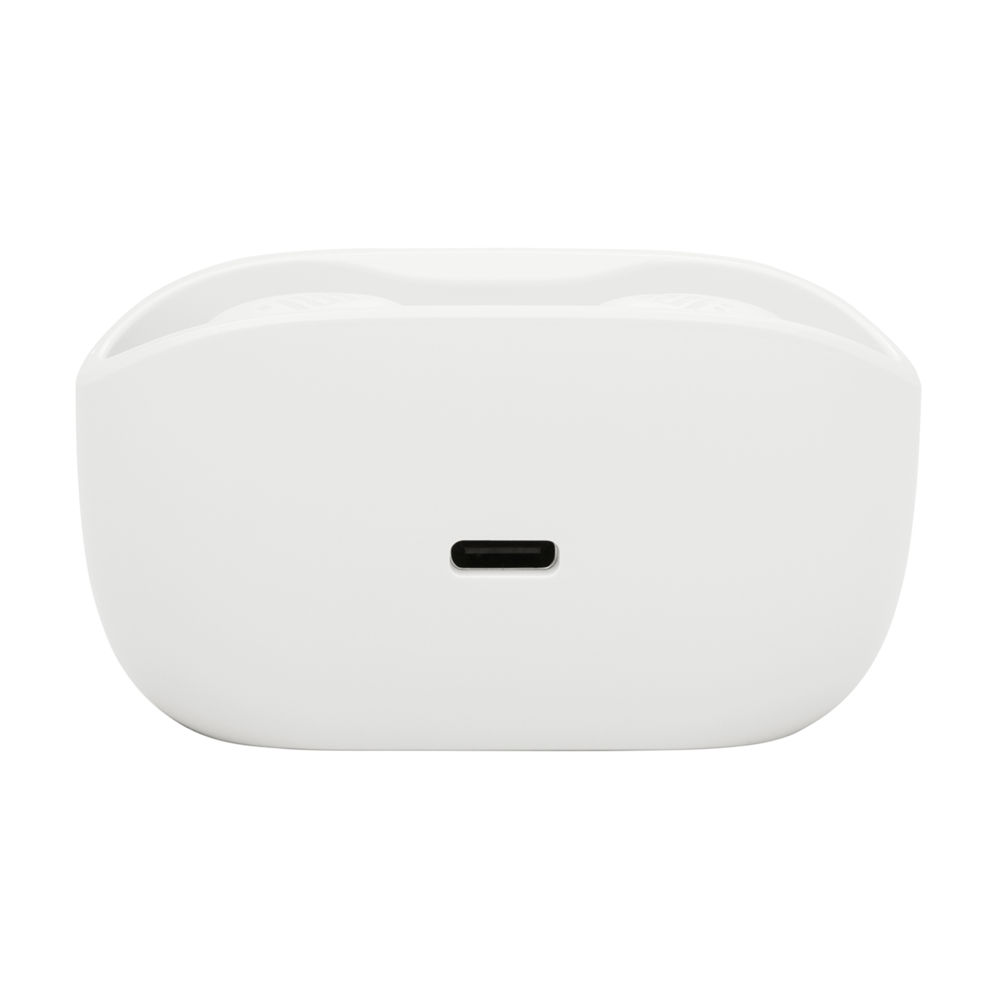 USB-C portlu beyaz şarj kutusu. Kutu kapalıdır.