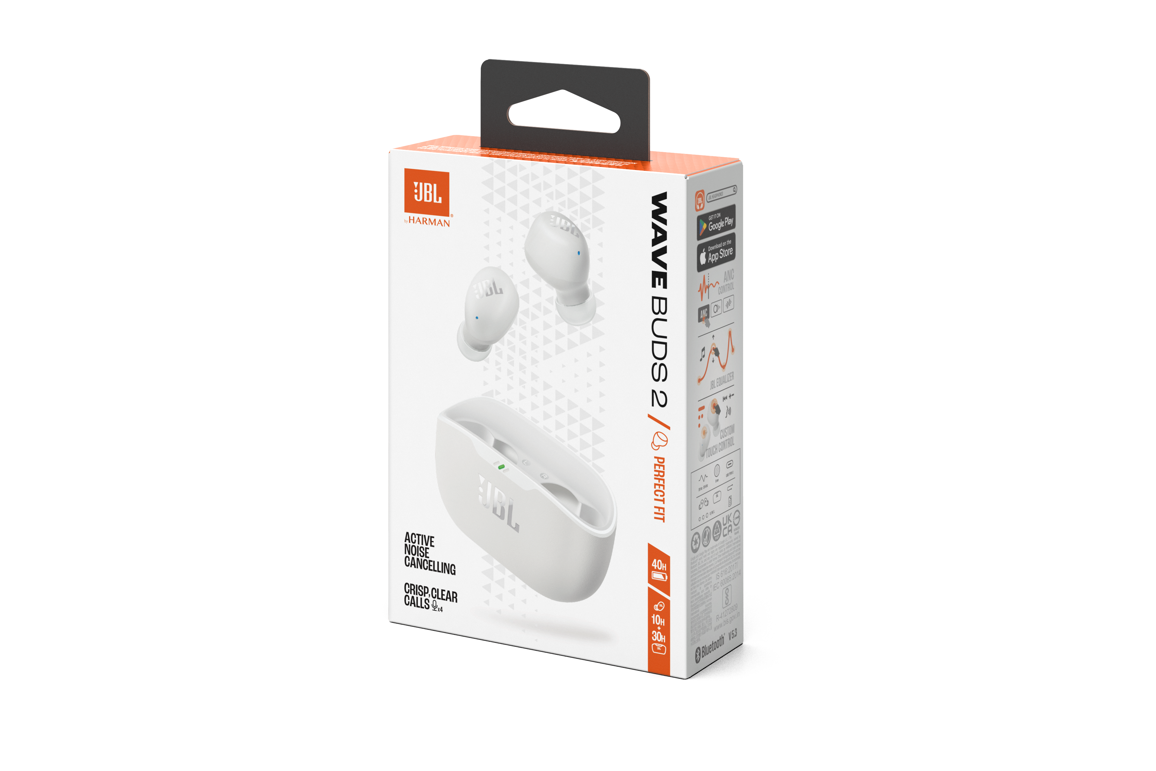 JBL Wave Buds 2 ambalajı. Kutu, kulaklıkları ve şarj kutusunu gösterir.