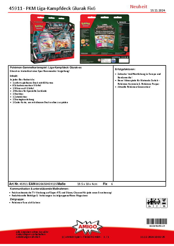 Ein Produktblatt mit deutschem Text über ein Pokémon-Kartenspiel-Set.