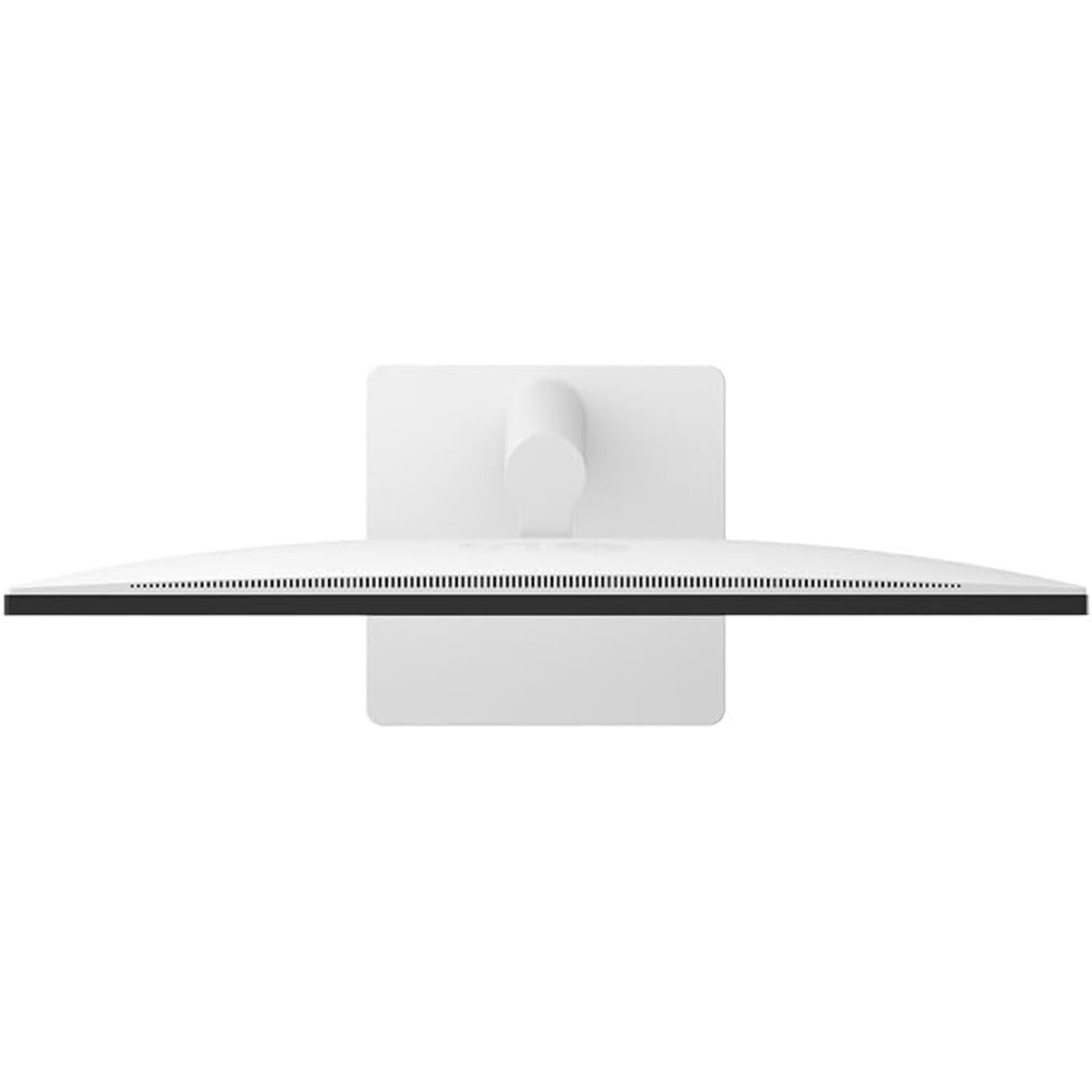 White monitor from above with rectangular stand.