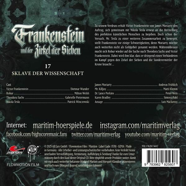 Ein Buchcover mit dem Titel 'Frankenstein', mit Text auf Deutsch und einem Barcode.