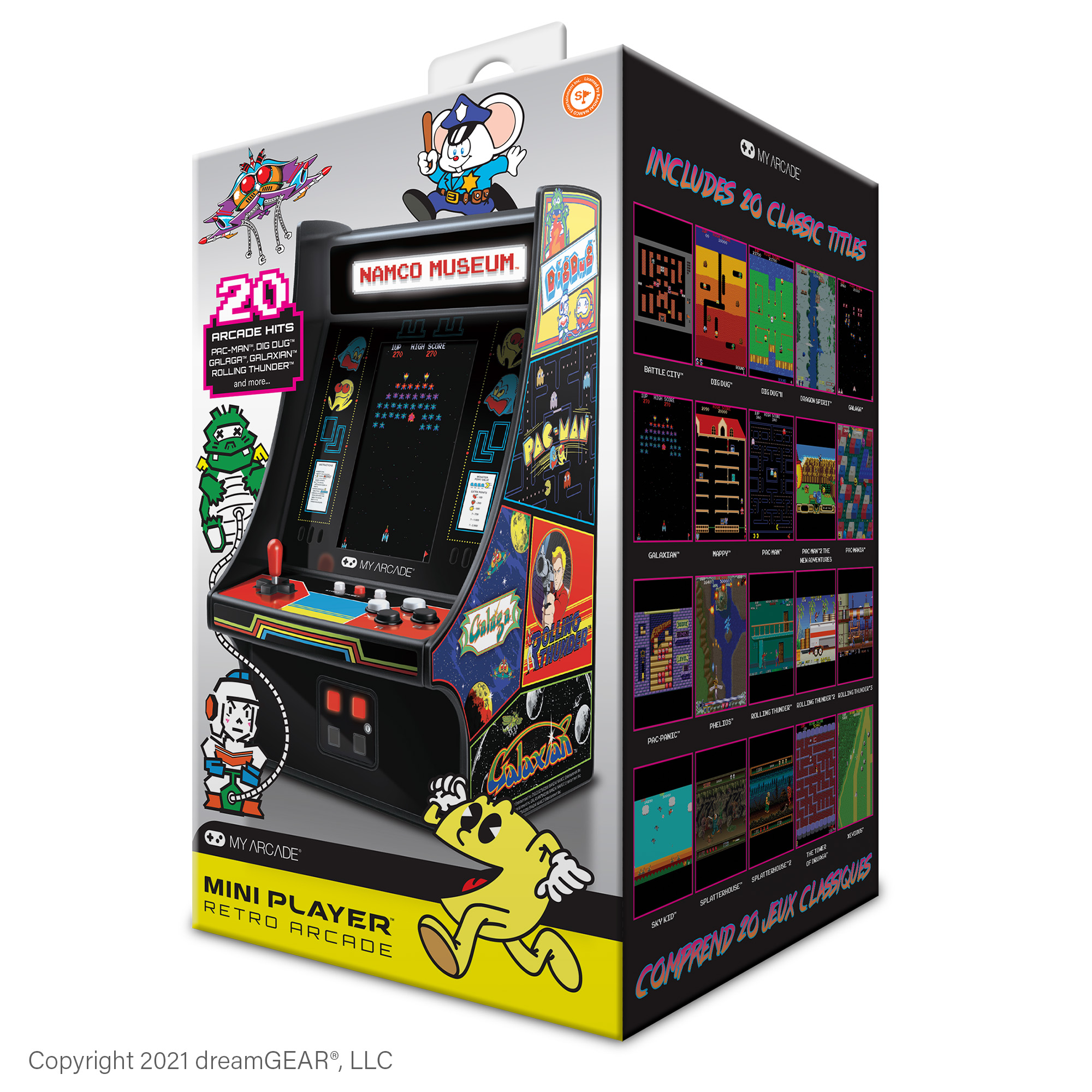 Pac-Man, Galaga ve diğer klasik arcade oyunlarını içeren mini arcade oyun kutusu.